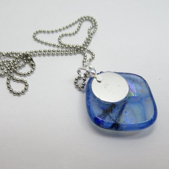 Dichroic fused glass Pendant Necklace - Picture 7 of 10
